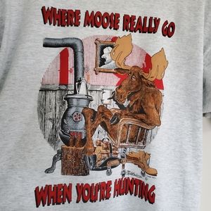 Fruit Of The Loom Tee Men's L Moose Funny Tee Vintage